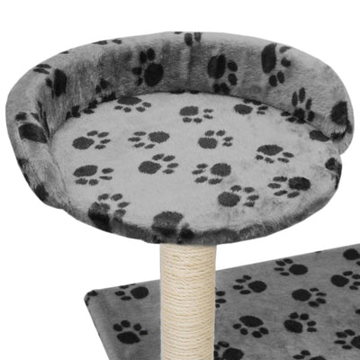 Cat Tree with Sisal Scratching Posts 95 cm Grey Paw Prints