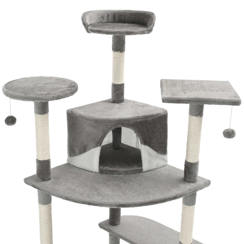 Cat Tree with Sisal Scratching Posts 203 cm Grey and White