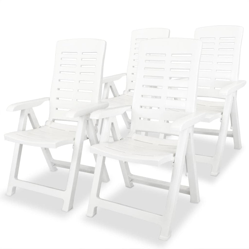 Reclining Garden Chairs 4 pcs Plastic White