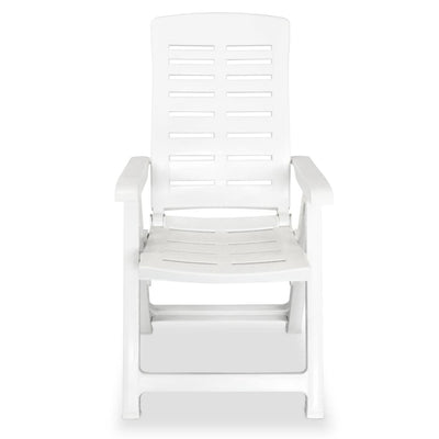 Reclining Garden Chairs 6 pcs Plastic White