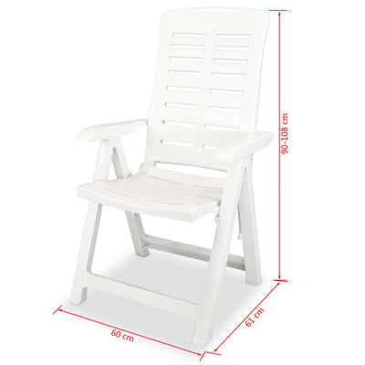 Reclining Garden Chairs 6 pcs Plastic White