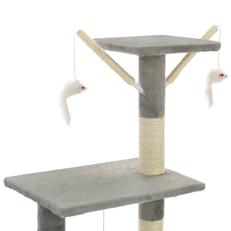 Cat Tree with Sisal Scratching Posts 138 cm Grey