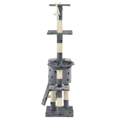 Cat Tree with Sisal Scratching Posts 138 cm Grey Paw Prints