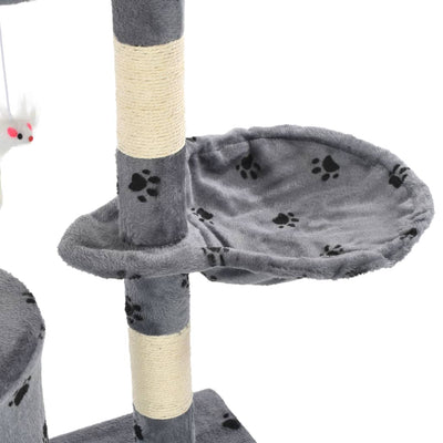 Cat Tree with Sisal Scratching Posts 138 cm Grey Paw Prints