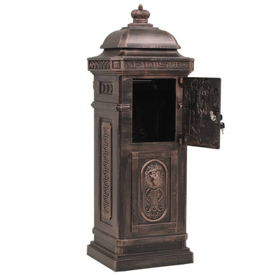 Pillar Letterbox Aluminium Vintage Style Rustproof Bronze