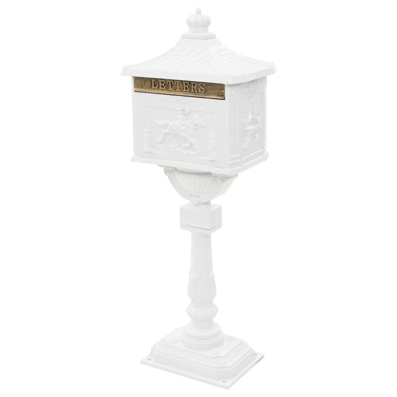 Pedestal Letterbox Aluminium Vintage Style Rustproof White