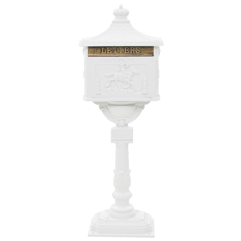 Pedestal Letterbox Aluminium Vintage Style Rustproof White