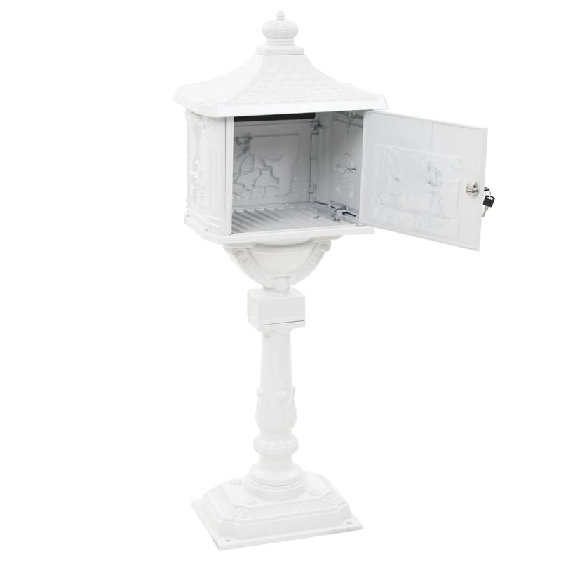 Pedestal Letterbox Aluminium Vintage Style Rustproof White