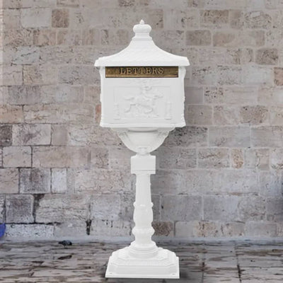 Pedestal Letterbox Aluminium Vintage Style Rustproof White