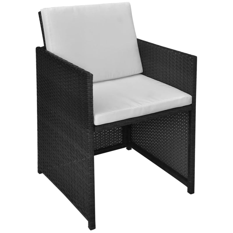 3 Piece Bistro Set Poly Rattan and Acacia Wood Black