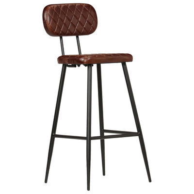 Bar Chairs 2 pcs Brown Real Leather