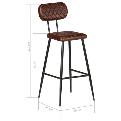 Bar Chairs 2 pcs Brown Real Leather