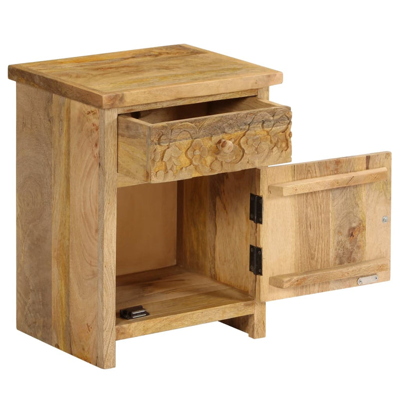 Bedside Table Solid Mango Wood 40x30x50 cm