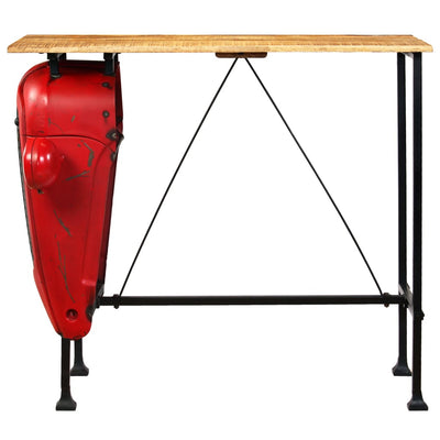 Tractor Bar Table Solid Mango Wood Red 60x120x107 cm