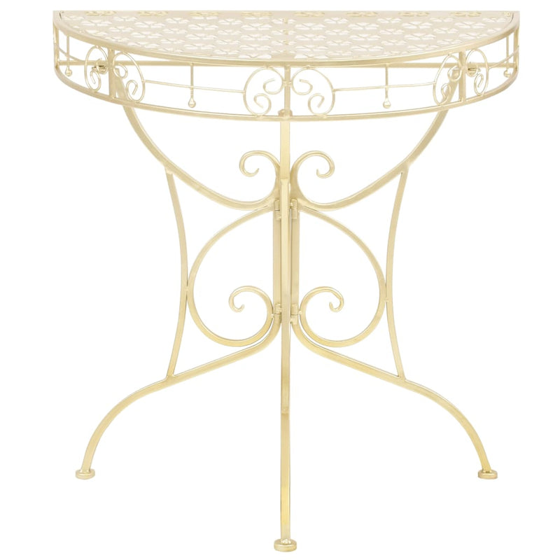 Side Table Vintage Style Half Round Metal 72x36x74 cm Gold