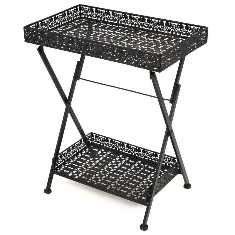 Folding Tea Table Vintage Style Metal 58x35x72 cm Black