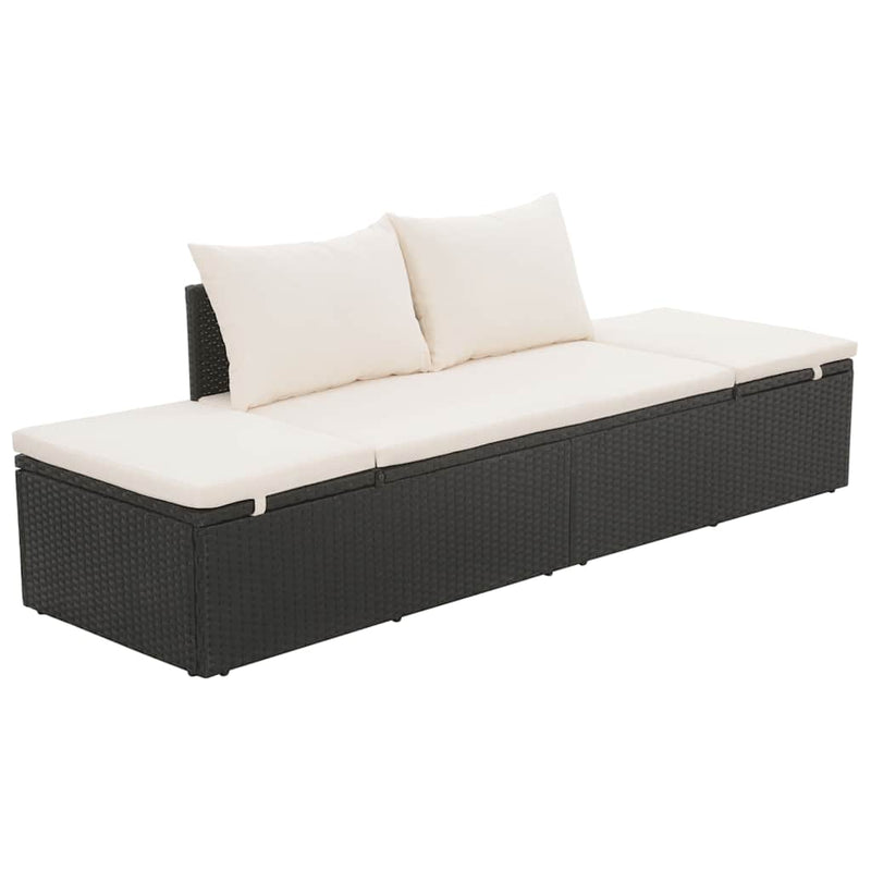 Garden Bed Black 195x60 cm Poly Rattan