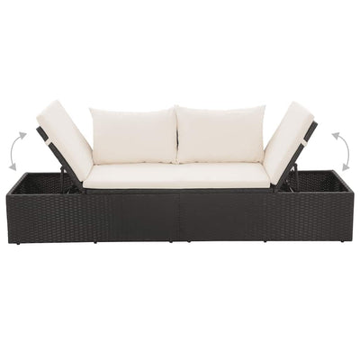 Garden Bed Black 195x60 cm Poly Rattan