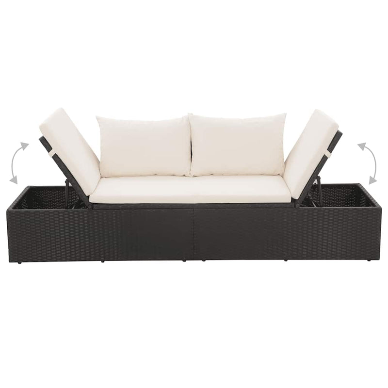 Garden Bed Black 195x60 cm Poly Rattan