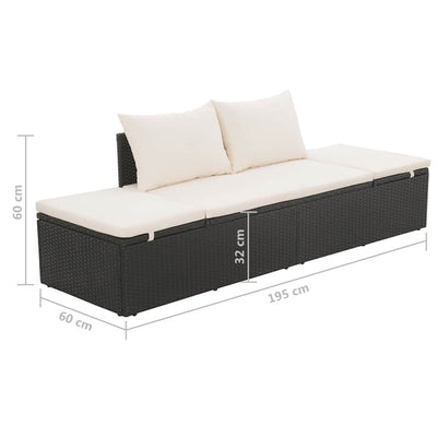 Garden Bed Black 195x60 cm Poly Rattan