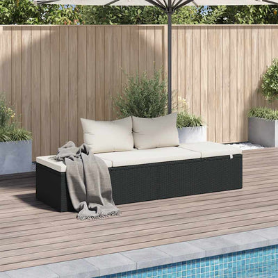 Garden Bed Black 195x60 cm Poly Rattan