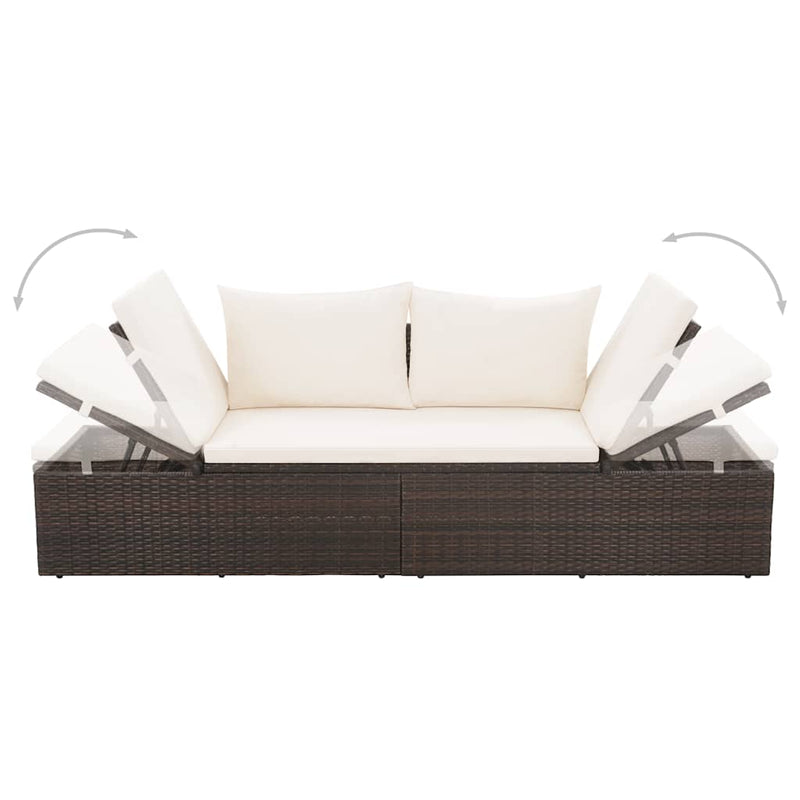 Garden Bed Brown 195x60 cm Poly Rattan