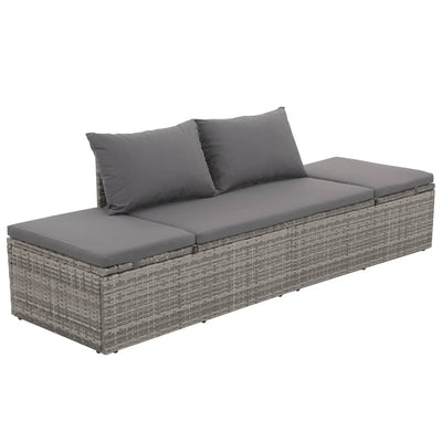 Garden Bed Grey 195x60 cm Poly Rattan