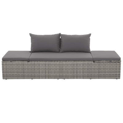 Garden Bed Grey 195x60 cm Poly Rattan