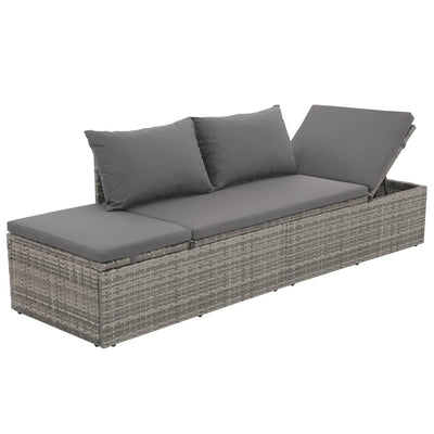 Garden Bed Grey 195x60 cm Poly Rattan