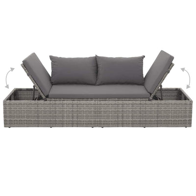 Garden Bed Grey 195x60 cm Poly Rattan