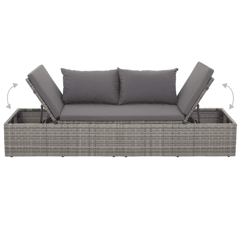 Garden Bed Grey 195x60 cm Poly Rattan