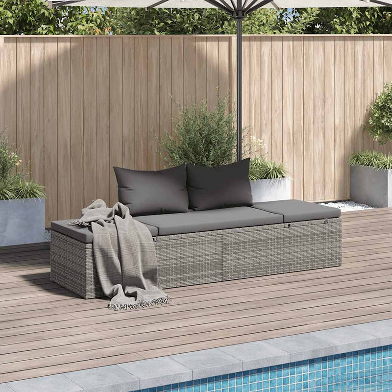 Garden Bed Grey 195x60 cm Poly Rattan