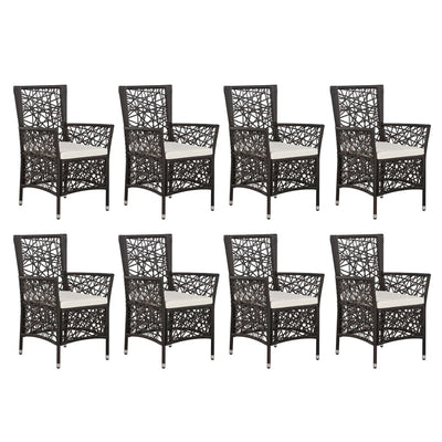 9 Piece Outdoor Dining Set Poly Rattan Brown