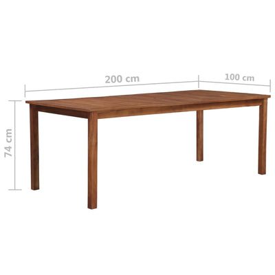 Garden Table 200x100x74 cm Solid Acacia Wood