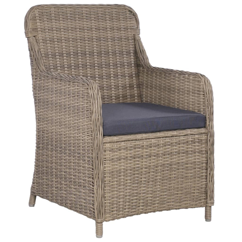 Outdoor Chairs with Cushions 2 pcs Poly Rattan Brown