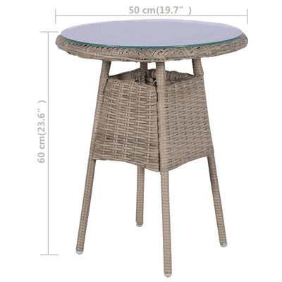 3 Piece Bistro Set with Cushions and Pillows Poly Rattan Brown