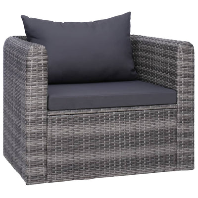 Garden Chair with Cushion and Pillow Poly Rattan Grey