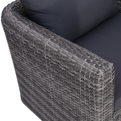 Garden Chair with Cushion and Pillow Poly Rattan Grey