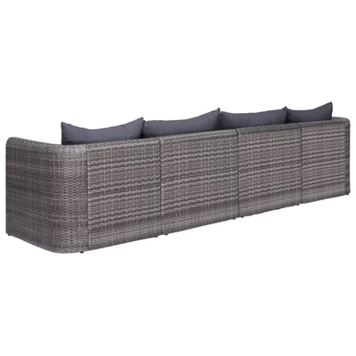 4 Piece Garden Sofa Set with Cushions Grey Poly Rattan