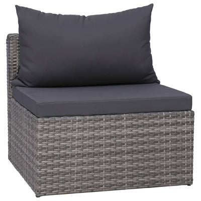 4 Piece Garden Sofa Set with Cushions Grey Poly Rattan