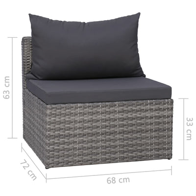 4 Piece Garden Sofa Set with Cushions Grey Poly Rattan