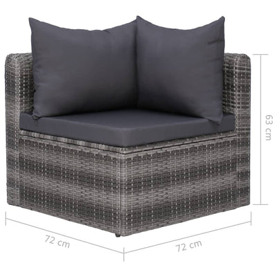 4 Piece Garden Sofa Set with Cushions Grey Poly Rattan