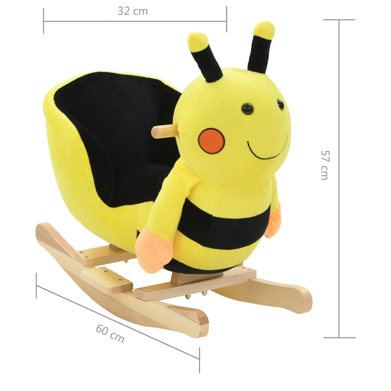 Rocking Animal Bumblebee with Backrest Plush 60x32x57 cm Yellow