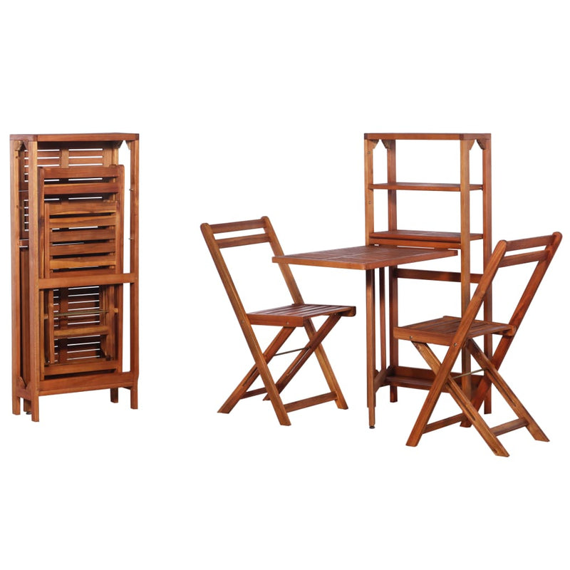 3 Piece Folding Bistro Set Solid Acacia Wood