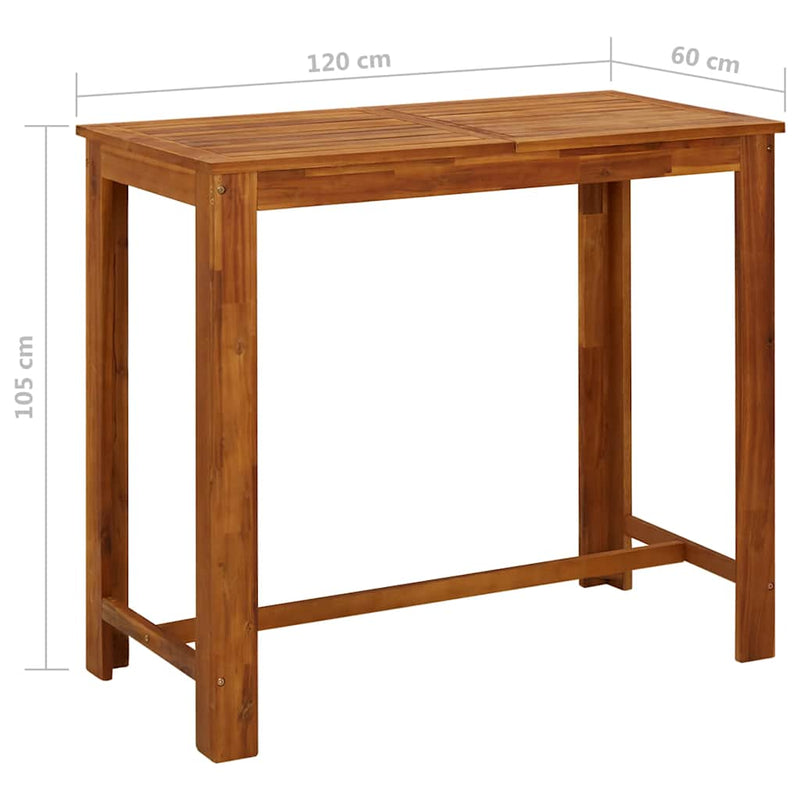 Bar Table Solid Acacia Wood 120x60x105 cm