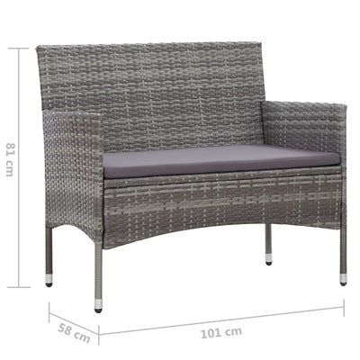 Garden Bench 105 cm Poly Rattan Grey