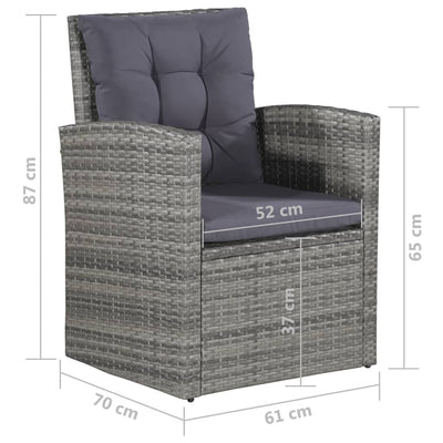 6 Piece Garden Lounge Set with Cushions Poly Rattan Grey