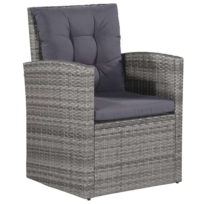 6 Piece Garden Lounge Set with Cushions Poly Rattan Grey