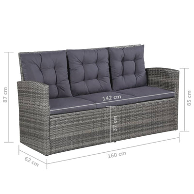 6 Piece Garden Lounge Set with Cushions Poly Rattan Grey