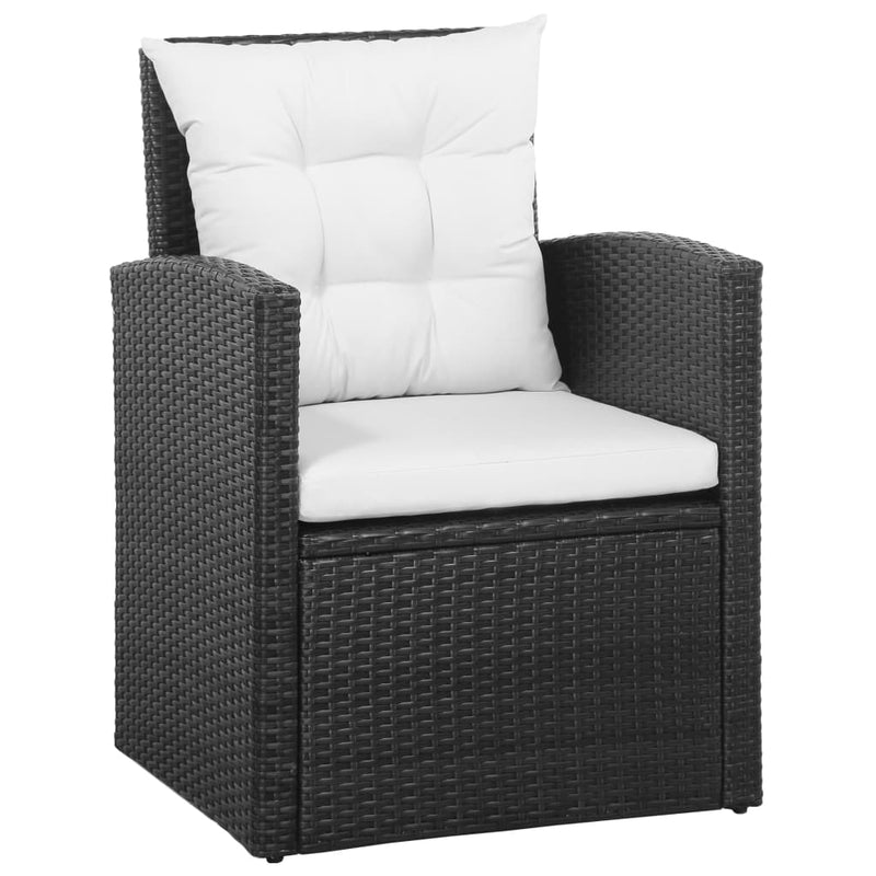 5 Piece Garden Lounge Set with Cushions Poly Rattan Black